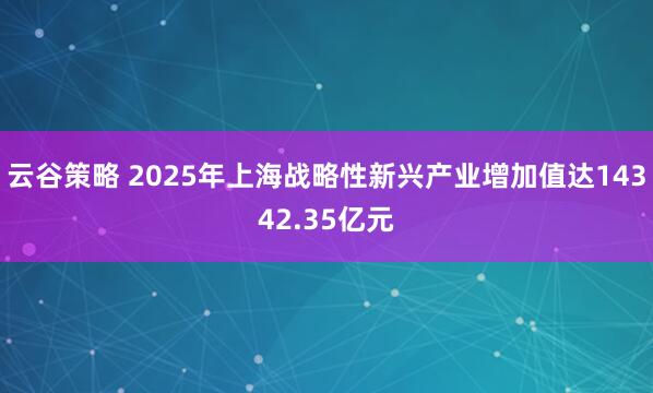 云谷策略 2025年上海战略性新兴产业增加值达14342.35亿元